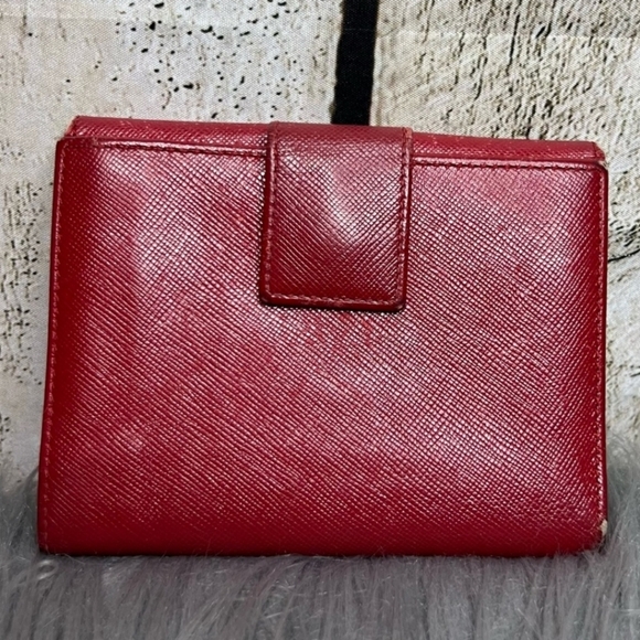 Prada Red Saffiano Metal Leather Logo wallet - Picture 6 of 9
